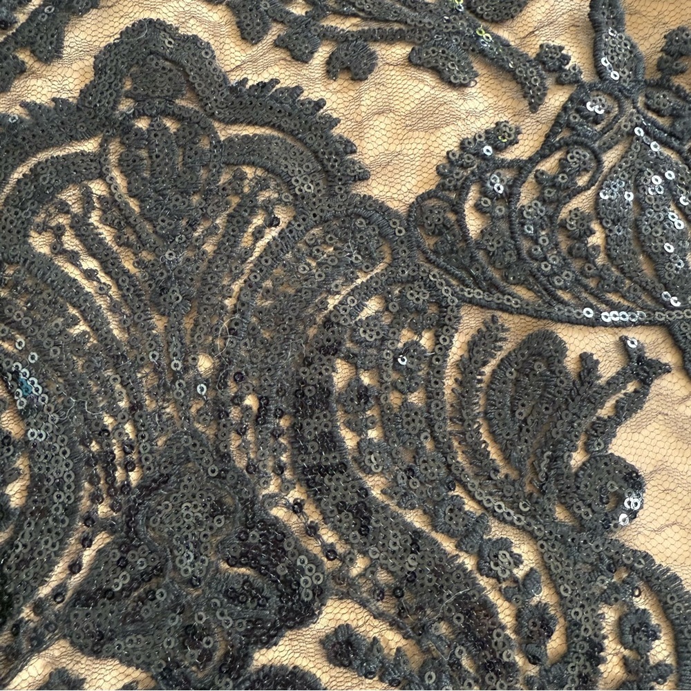 FREE PEOPLE  Black Sequin Dress with Beige Lining Size 6 - Picture 4 of 7